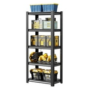 Welfiya 5-Tier Heavy Duty Garage Shelf Units, 63"H x 16"L x 24"W Adjustable Shelving Rack for Kitchen Garage Living Room, Black