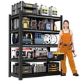 thumbnail image 1 of Welfiya 5-Tier Garage Shelving,24"W Storage Shelves,2500LBS Heavy Duty Shelving, Adjustable Metal Shelving Units for Storage Rack for Shed Warehouse Basement, Black,24"W x 16"D x 63"H, 1 of 10