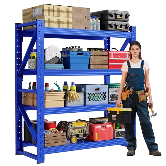 Welfiya Garage Shelving,Heavy Duty Storage Rack,4 Tiers Metal Storage Rack Shelf, Adjustable Shelving Unit for Garage,Kitchen,Warehouse,Basement (Blue, 59.1"W x 23.6"D x 78.7"H)