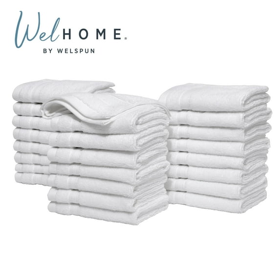 Welhome 24 Pack 100% Cotton Multipurpose Commercial Wholesale Washcloth Towels Set, White, 580 GSM, Bulk Towels, Soft, Durable & Absorbent Towels