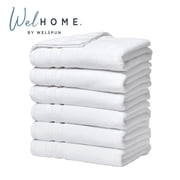 Welhome 6 Pack 100% Cotton Multipurpose Commercial Wholesale Oversized Bath Towels Set, White, 580 GSM, Bulk Towels, Soft, Durable & Absorbent Bathroom Towels