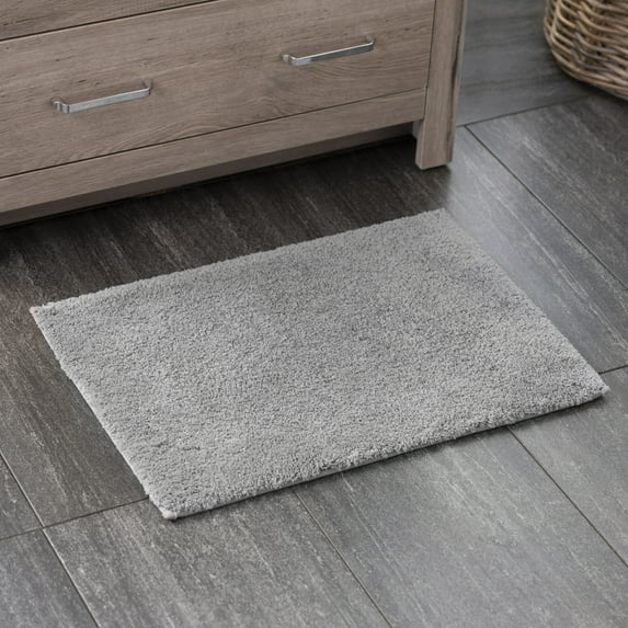 Welhome Microfiber Plush Bath Rug, 100% Microfiber DRYLON™, 2130 GSM, 1 Piece, GRAY, 17"x24"