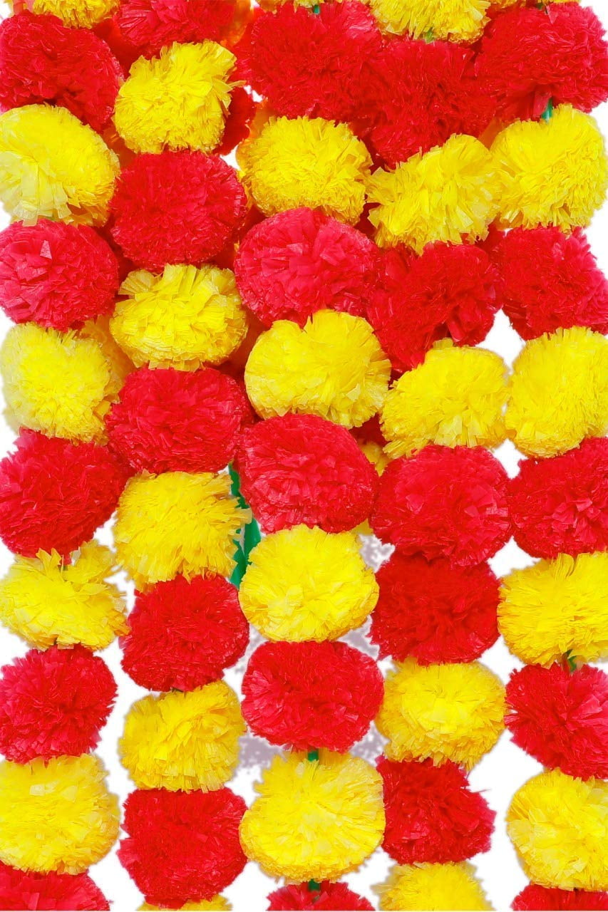 Well Art Gallery Artificial Marigold Fluffy Flowers Garlands For