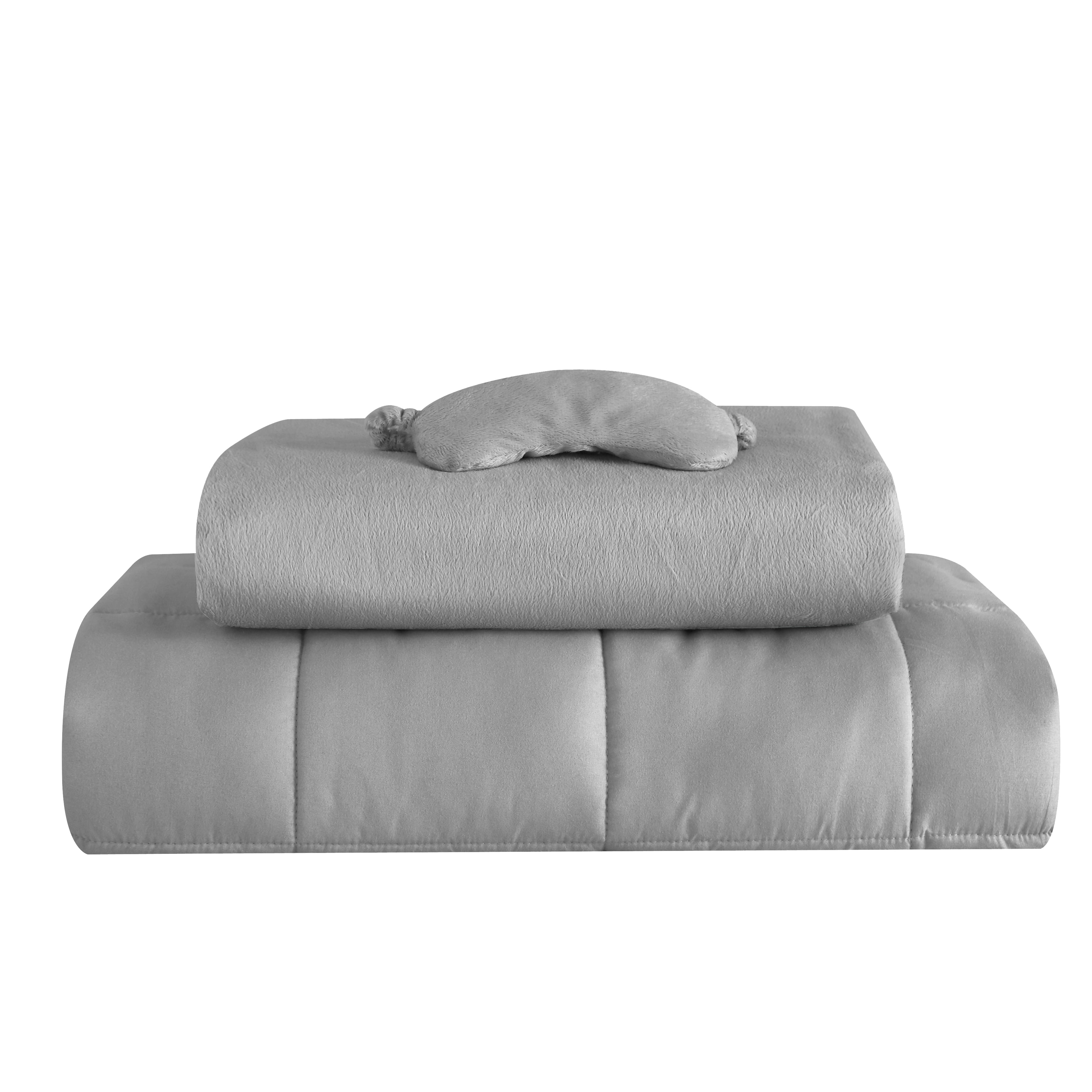 Well Being 3 Piece Weighted Blanket Set - Includes 20 LB Weighted Blanket, Duvet  Cover and Eyemask - Walmart.com