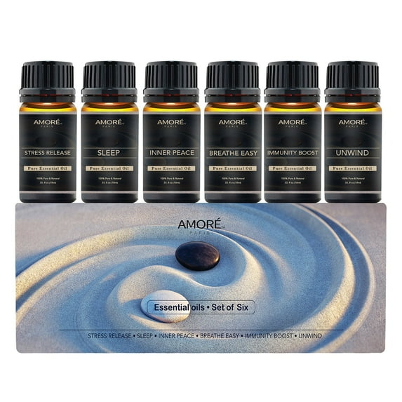 Well-Being Yoga Aromatherapy Essential Oil Gift Set For Home, Diffusers, Humidifiers, Yoga Room, Massages, Candle Making, Soaps - 6-Pack