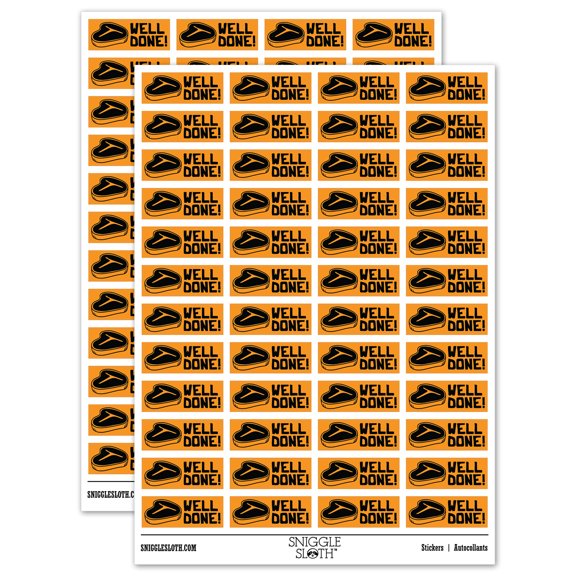 Well Done Steak Teacher Student School Sticker Set - Orange - Matte Finish - 1.25" Mini