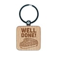 thumbnail image 1 of Well Done T-Bone Steak Teacher Student Recognition Square Keychain Charm Tag - Engraved Wood, 1 of 6