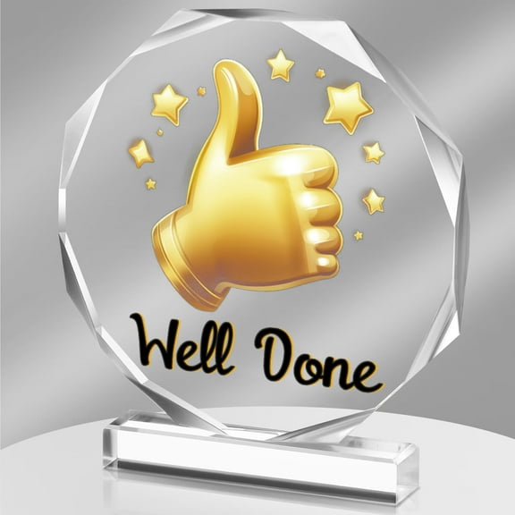 Well Done Trophy- Acrylic Sports Trophy Award Sports Day Match Gift Game Prize for Sports Meeting, Academic Competitions, Party Gifts, Kids Adults 4.72 x 4.72 Inch