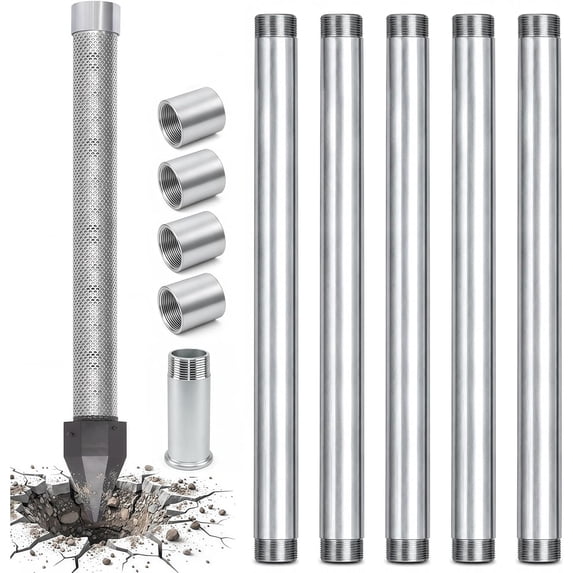 Well Drive Point Kit, 1-1/4 Inch Sand Point Well and 5 Pack Drive Well ...
