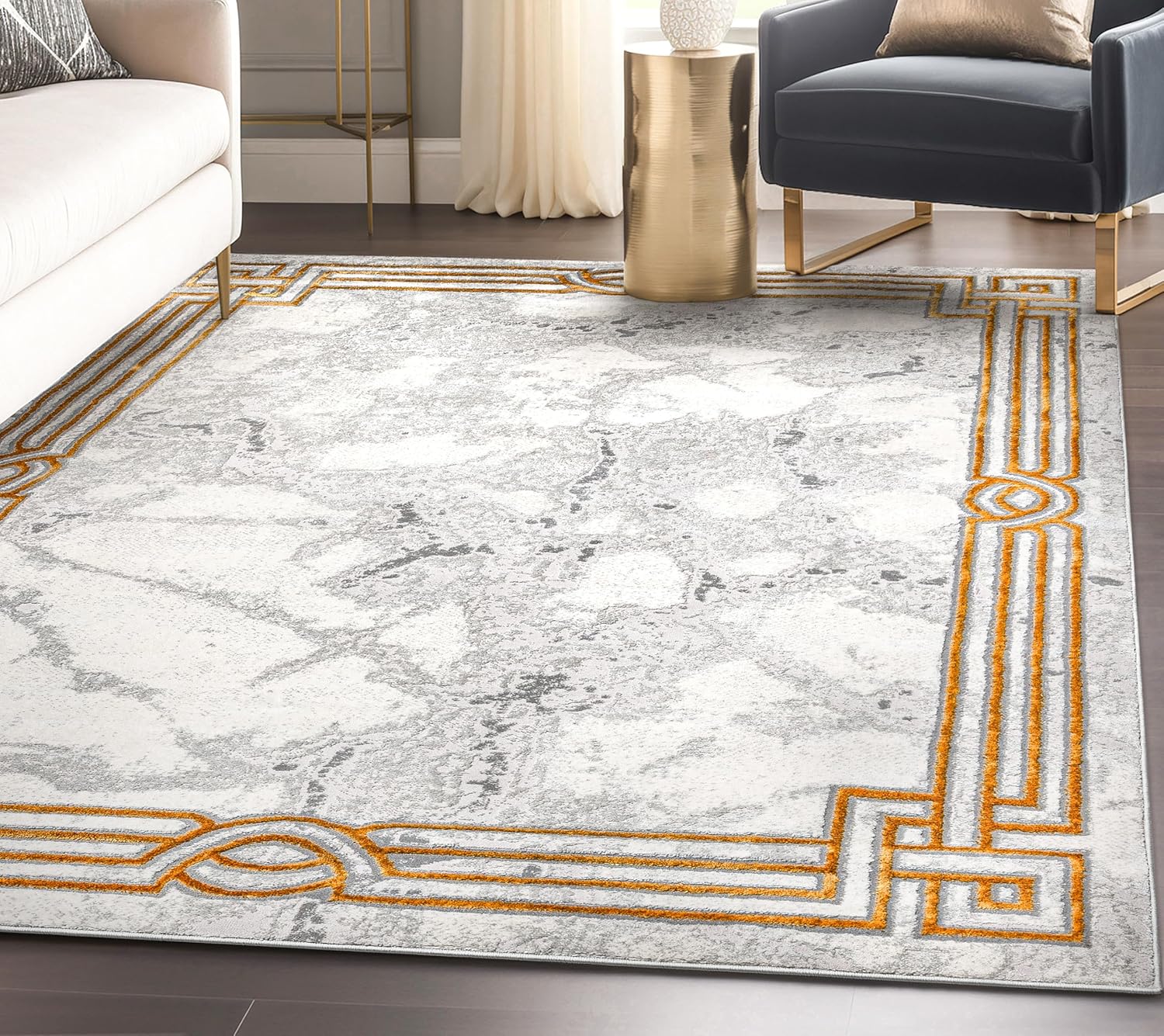 Well Fairmont Collection Huntington Grey Gold & Ivory Marble Border