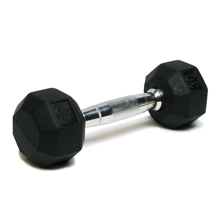 Well-Fit Rubber Hex Dumbbell, 30 Lbs. Black