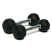 Well-Fit Rubber and Cast Iron Hex Dumbbell Set, 20 Lbs., Black, Includes 2 Weights