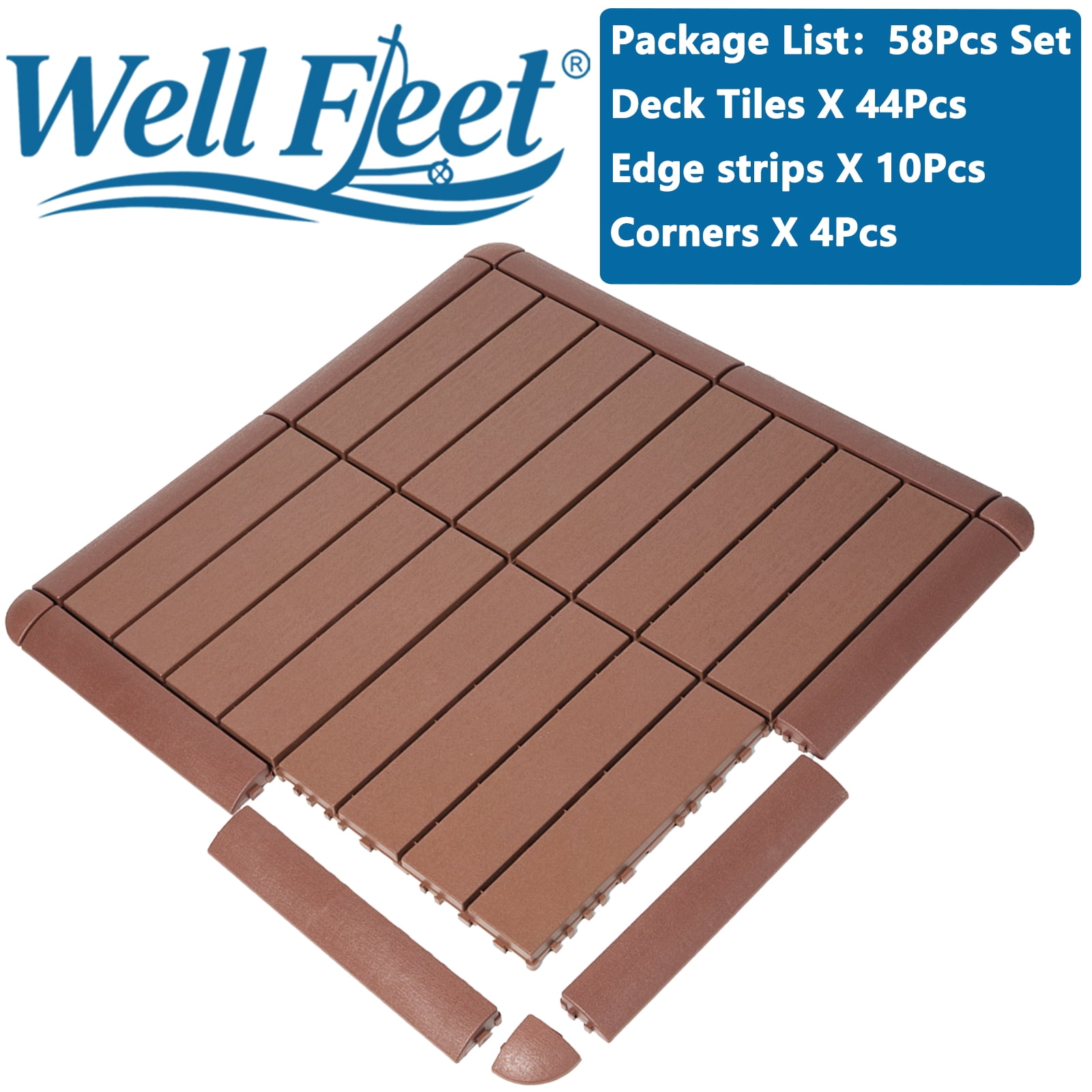 58 Pcs Plastic Interlocking Deck Tiles, 12