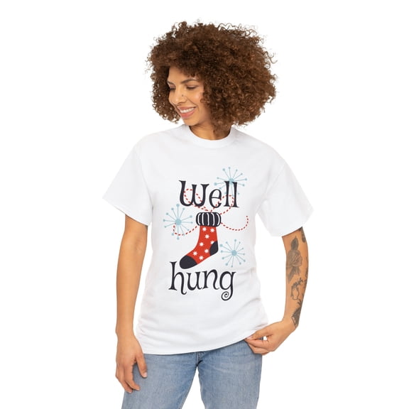 Well Hung Christmas Festive Holiday Streetwear Unisex Heavy Cotton T-Shirt