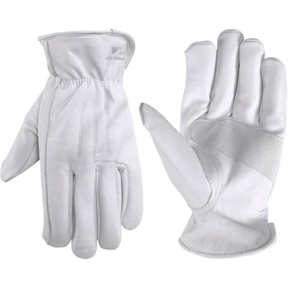 Wells Lamont M Goatskin Leather Driver Pearl Gray Gloves
