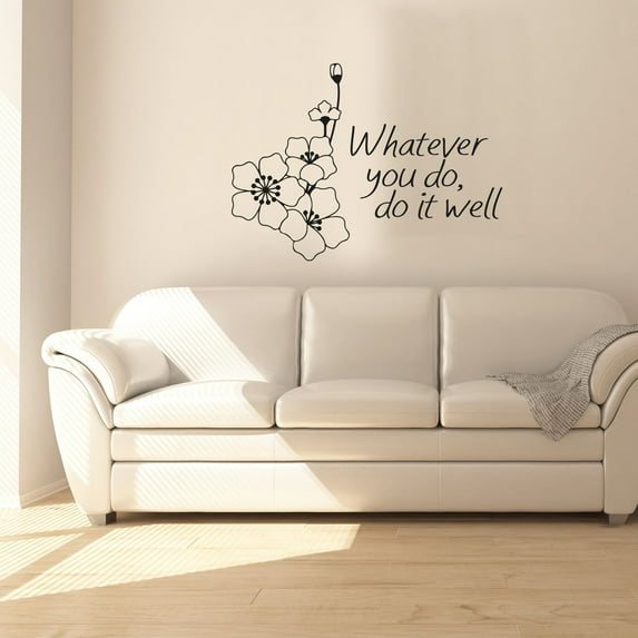 Do It Well Life Quote Cherry Blossom Japanese Flower Sakura Wall Sticker Art Decal for Girls Boys Kids Room Bedroom Nursery House Fun Home Decor Stickers Wall Art Vinyl Decoration Size (18x20 inch)