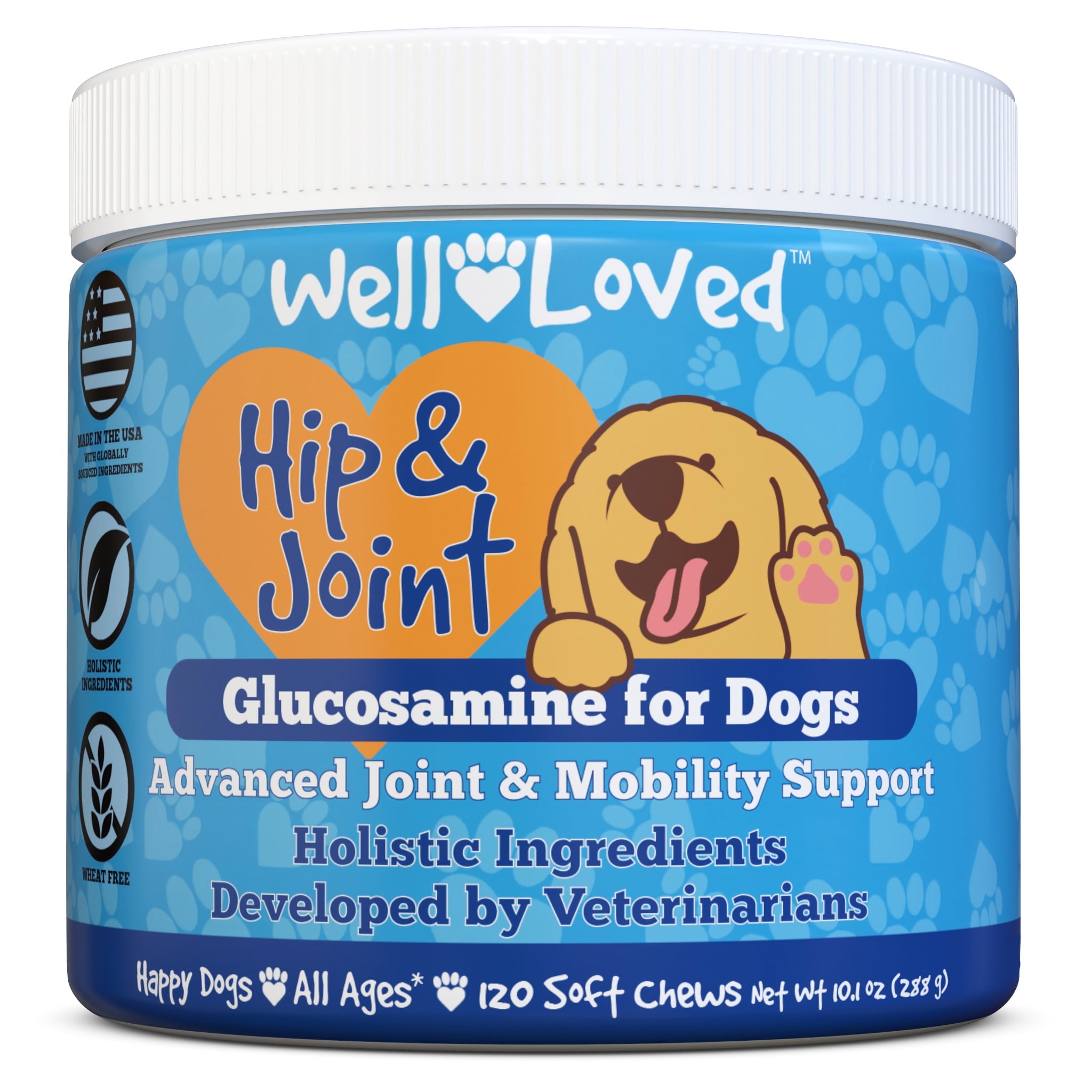 Well Loved Glucosamine for Dogs, Dog Joint Supplement, Hip & Joint Health, 120 Chews
