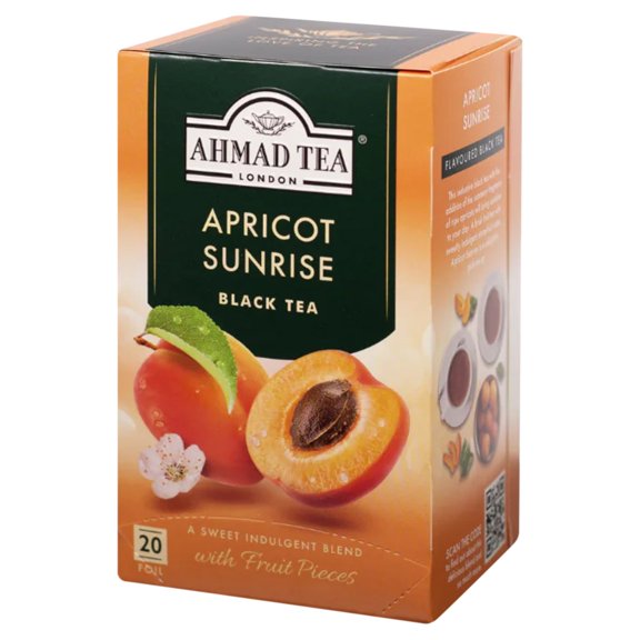 Well Luck Co Ahmad Apricot Sunrise Black Tea Bag with Fruite Pieces, (20 Count)