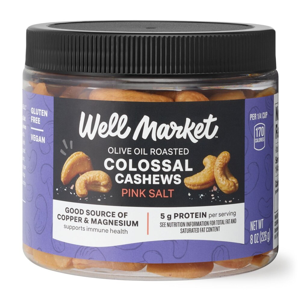 Well Market Olive Oil Roasted Colossal Cashews, 8 oz