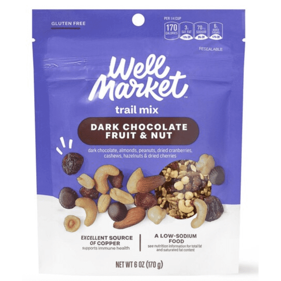 Well Market Trail Mix Dark Chocolate Fruit and Nut, Gluten Free, 6 oz