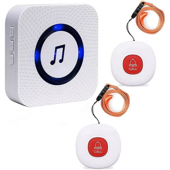 Be Well Med Alert - Wireless Caregiver Pager Nurse Alert System with 500+ Feet Range for Caregivers of Elderly, Patients, and The Disabled: 2 Waterproof Transmitter and 1 Plugin Receiver Included