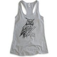 thumbnail image 1 of Well Owl Be Damned Tank Top, Ladies Racerback Tank Top, Owl Tank, Funny Animal Tank, Heather Gray, Large, 1 of 3