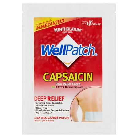 Well Patch For Muscle & Joint Pain Topical Analgesic W/0.025% Capsaicin Pain Relief Pad, 1 Large Pad