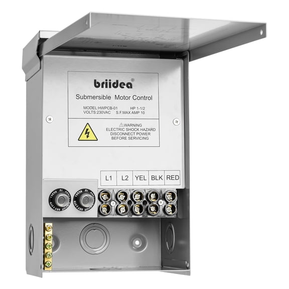 Well Pump Control Box, Briidea Control Box for 1.5 HP 230 Volt Deep Well Submersible Pump