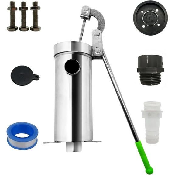 Well Pump,Deep Well Pump,Stainless Steel Manual Water Pump,Durable Pitcher for Groundwater Extraction,Ideal for Home Garden,Yard and Farm Use,Suction range 32 Feet/10 Meters