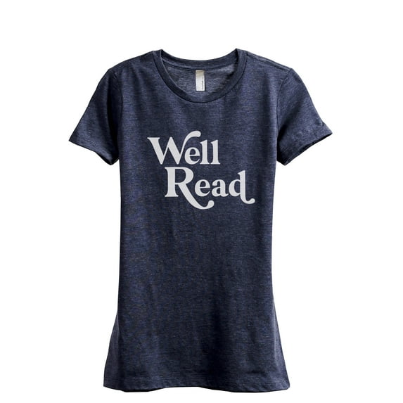 Well Read Women's Fashion Relaxed T-Shirt Tee Heather Navy Large
