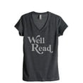 thumbnail image 1 of Well Read Women's Fashion Relaxed V-Neck T-Shirt Tee Charcoal Grey Medium, 1 of 3