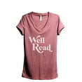 thumbnail image 1 of Well Read Women's Fashion Relaxed V-Neck T-Shirt Tee Heather Rouge Medium, 1 of 3