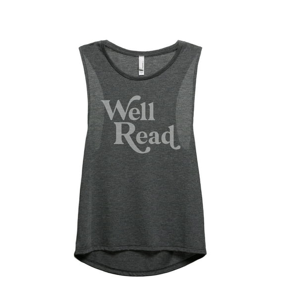 Well Read Women's Fashion Sleeveless Muscle Workout Yoga Tank Top Charcoal Grey X-Large