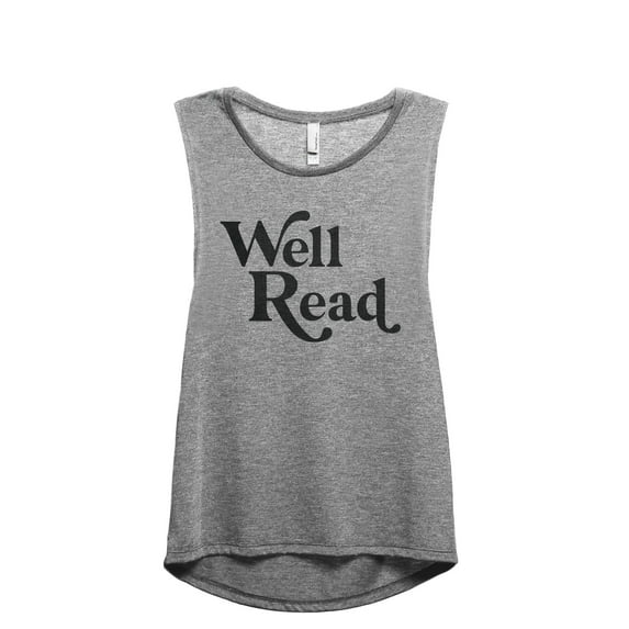 Well Read Women's Fashion Sleeveless Muscle Workout Yoga Tank Top Heather Grey Grey Medium