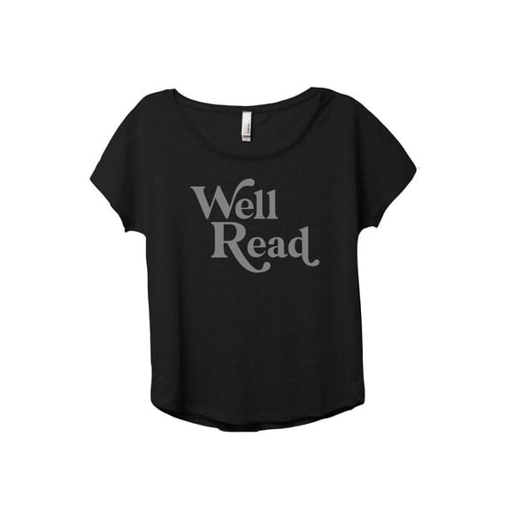 Well Read Women's Fashion Slouchy Dolman T-Shirt Tee Heather Black Medium