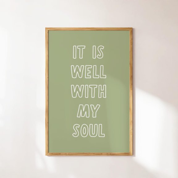 It Is Well With My Soul, Christian Wall Art, Bible Verse Art, Trendy Apartment Decor, Christian Quote Print, Lime Cream Wall Art Wall Art, Modern Wall Decor, 16x24 UNFRAMED