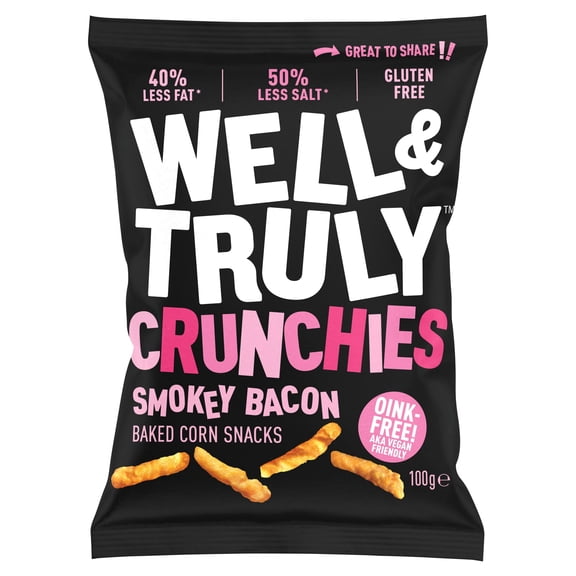 Well & Truly Crunchies Smokey Bacon 100g, Imported from Britain