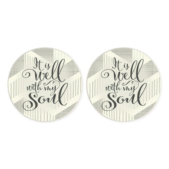Well With Soul Black and White 2.75 x 2.75 Ceramic Car Coasters Pack of 2
