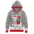 thumbnail image 1 of Well Worn - Fa La La Llama Hood - Youth Girls - Funny Ugly Christmas Sweater, 1 of 2