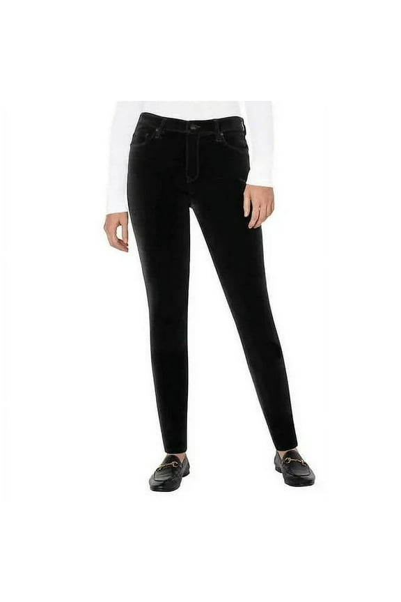 Ladies' High Rise Luxe Velvet Tapered Pants (Black, 4/27)