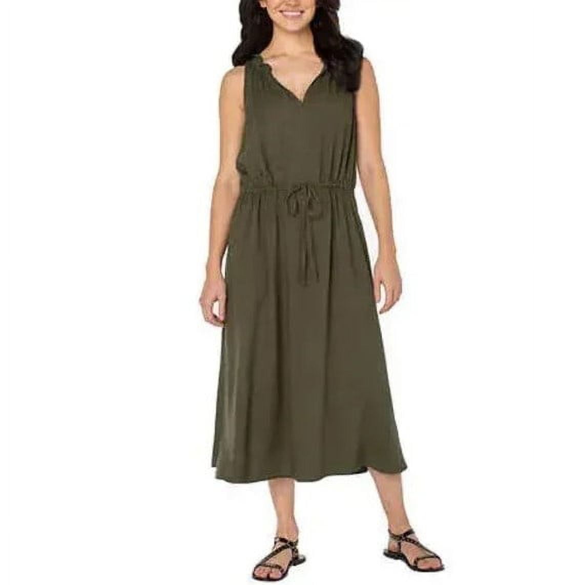 Well Worn Ladies Long Linen Blend Dress 1606980 (Green XL) Well Worn Ladies Long Linen Blend Dress 1606980 (Green XL)