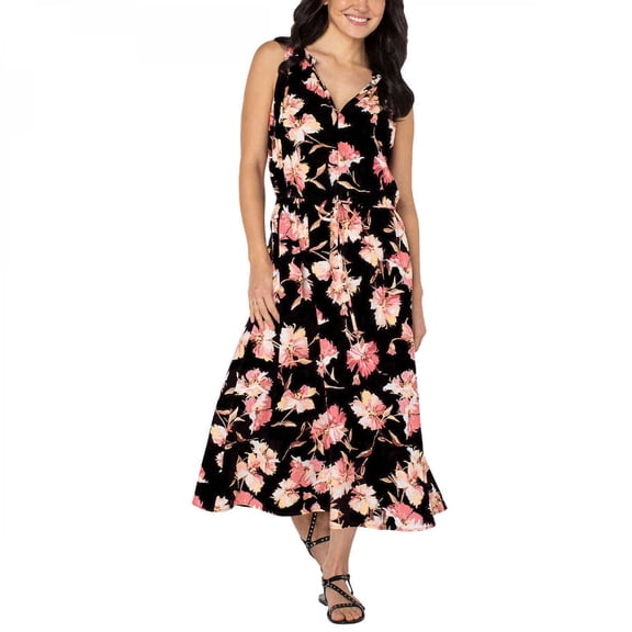 Well Worn Ladies Long Linen Blend Dress 1606980 (Large, Black)