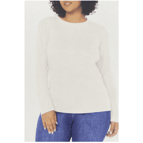 Well Worn Ladies' Long Sleeve Crewneck Top, Cream XL