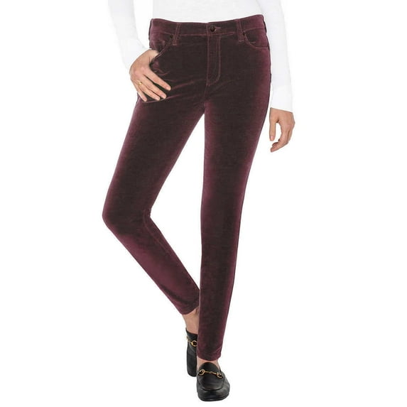 Well Worn Ladies' Pant High-Rise Luxe Velvet Tapered Pant Size: 6/28, Color: Purple