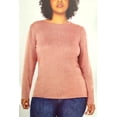 thumbnail image 1 of Well Worn Ladies' Pointelle Long Sleeve Crewneck Top (Pink, L), 1 of 4