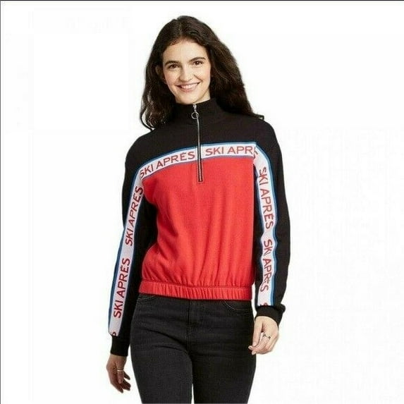 Well Worn Vintage Style Holiday Sweater Women's 1/4 zip Ski Apres, 1X