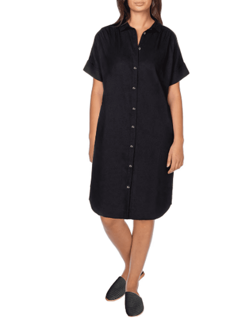 well worn ladies' long linen blend dress Dresses | New Well Worn Shirt Women's Size Xl Black Cottagecore Coastal | Color: Black | Size: Xl At Present
