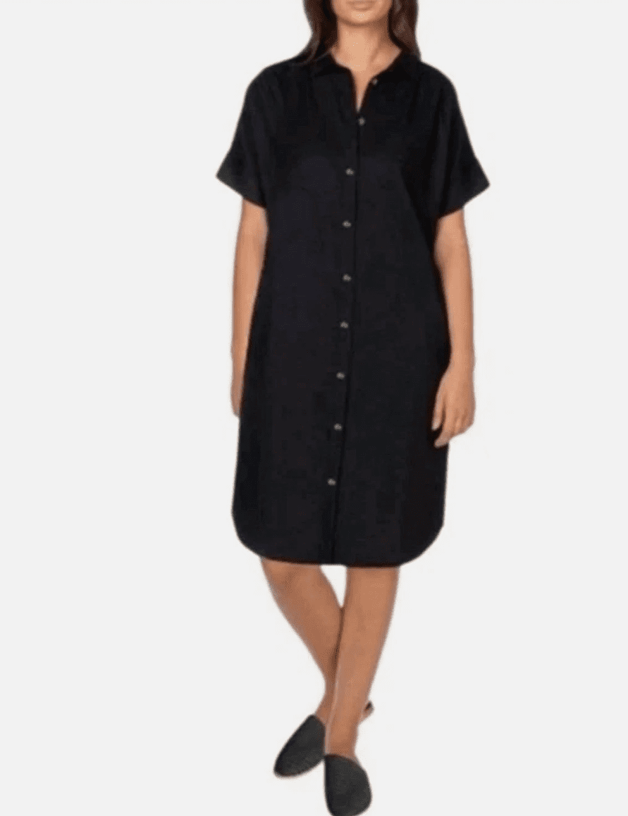 Well Worn Dresses | Nwt Black Button-Front Linen Blend Midi Dress | Color: Black | Size: M | Cornervortex's Closet