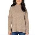 thumbnail image 1 of Well Worn Women's Mock Neck High Low Hem Cozy Soft Nep Yarn Sweater-Tan / XXL, 1 of 5