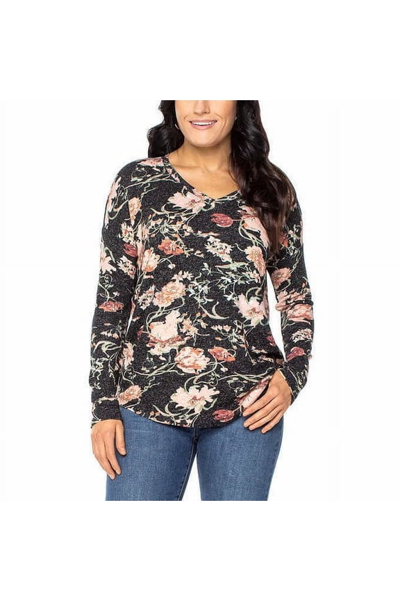 Women's V-Neck Floral Blouse, Small